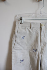 Vineyard Vines Cream Embroidered Blue Lacrosse Nets Shorts | 28