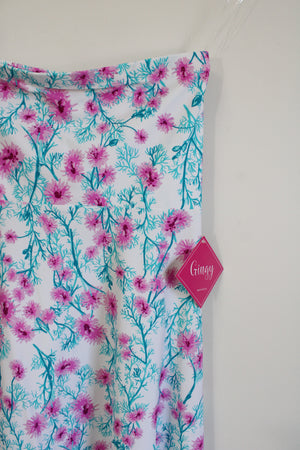 NEW Gingy's Blue Pink Floral Sleeveless Dress | XL