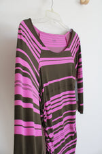 NEW Sofia Vergara Brown & Pink Ruched Dress | M