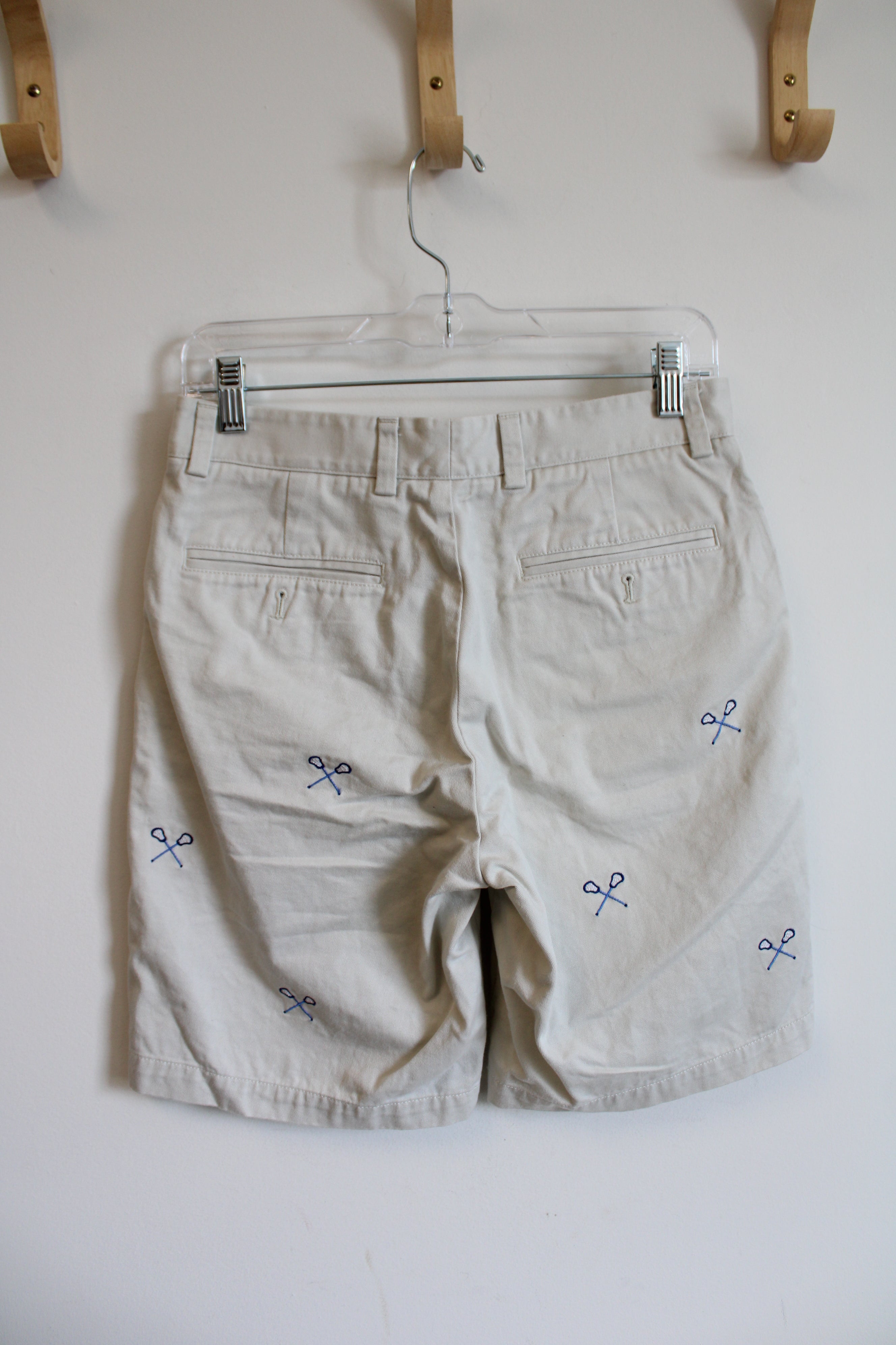 Vineyard Vines Cream Embroidered Blue Lacrosse Nets Shorts | 28