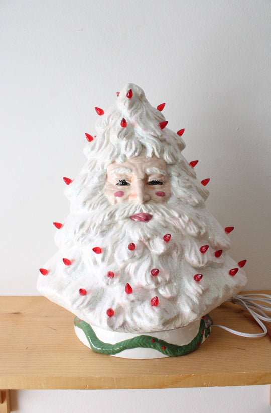 Hand Painted Santa Claus Glitter Light-Up Ceramic Christmas Tree