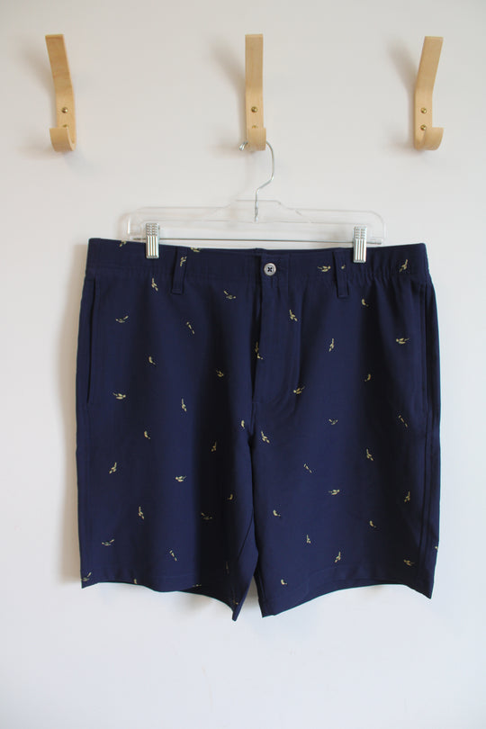 Under Armour Navy Yellow Patterned Shorts | 36