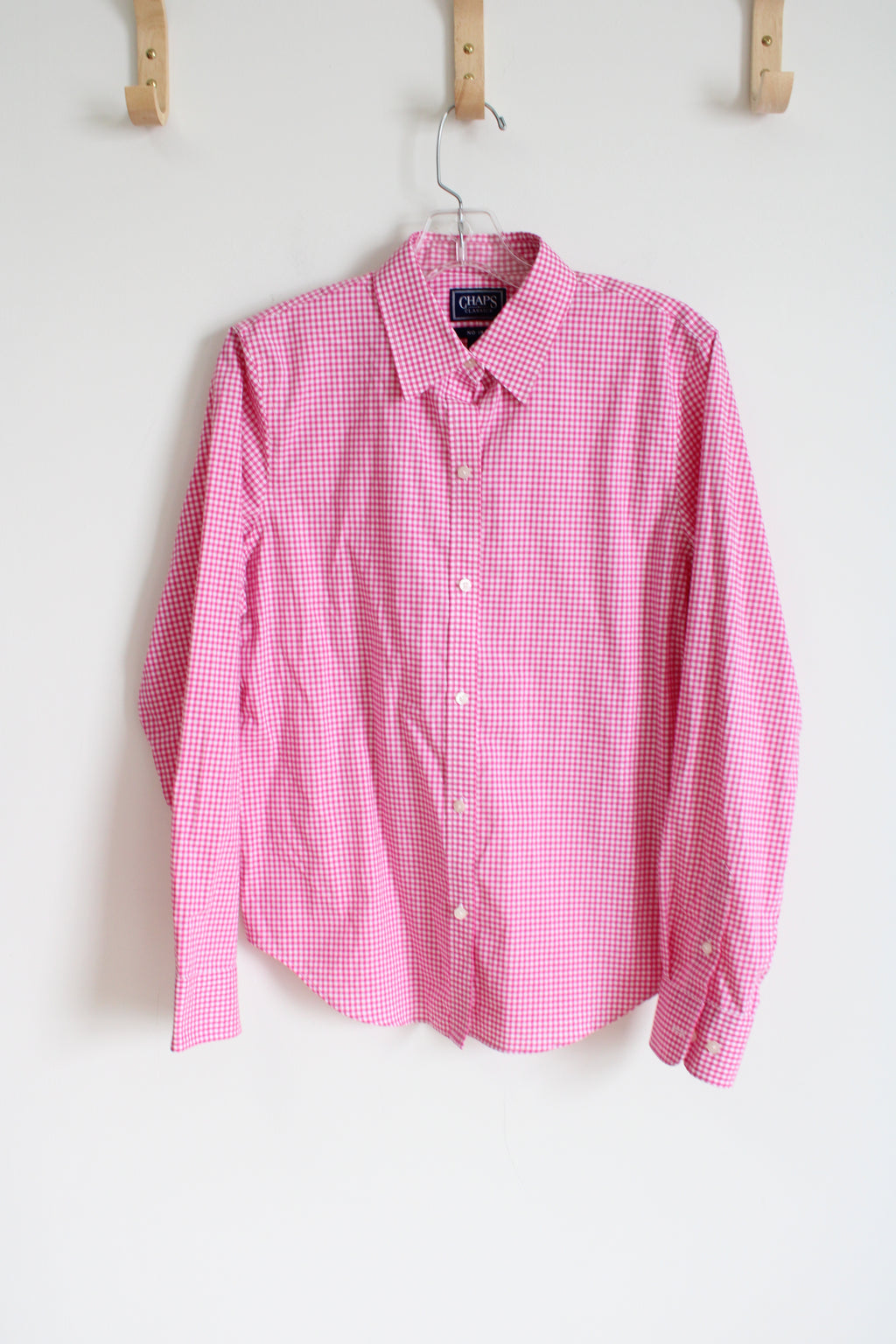 Chaps Classics No Iron Pink Gingham Button Down Shirt | M
