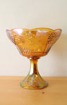Harvest Gold Grapes & Leaves Iridescent Gold Carnival Glass Indiana Glass Co. Bowl| 8.5"