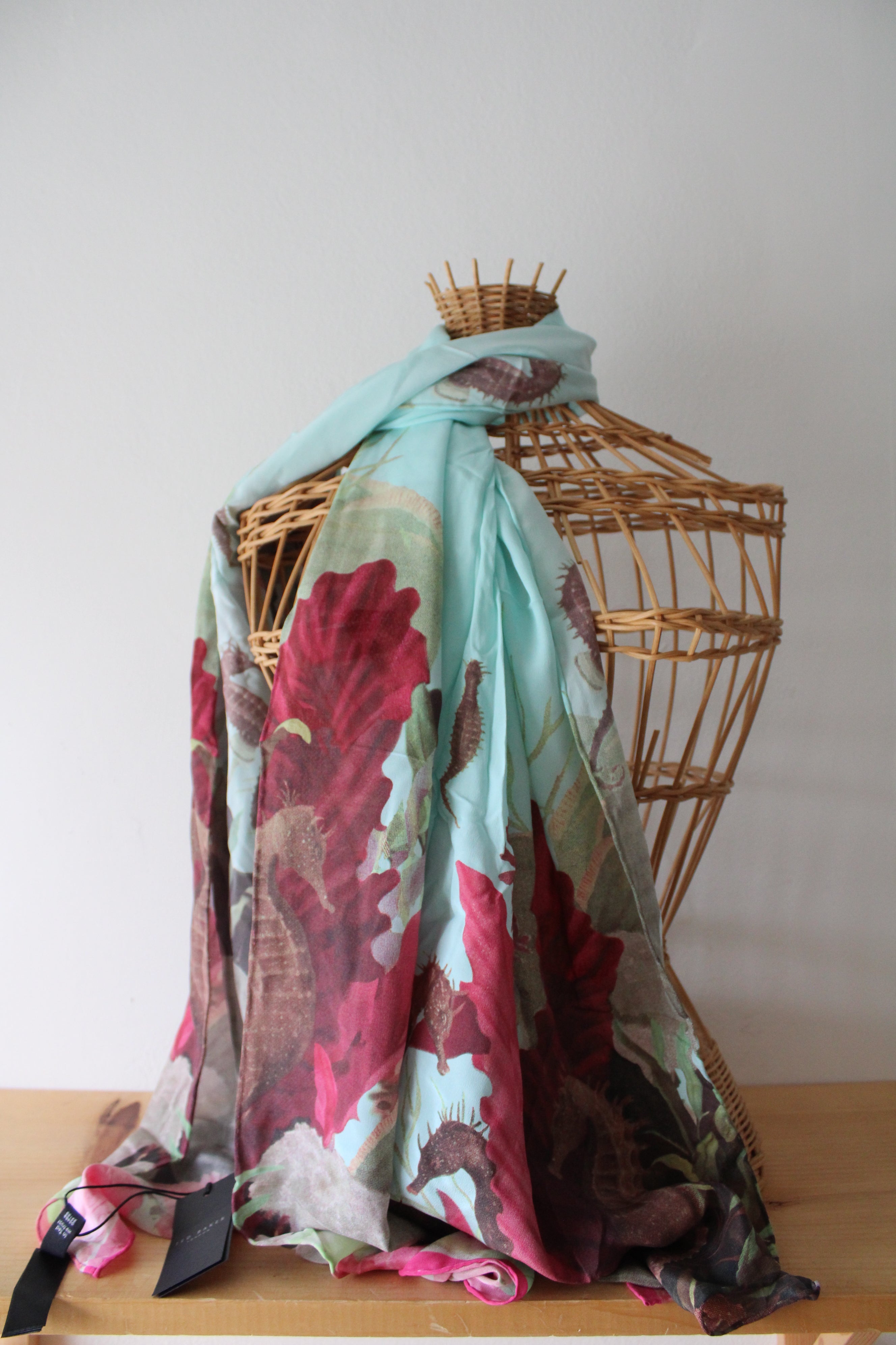 NEW Ted Baker Under The Sea Print Long Silk Scarf