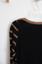 NY Collection Black Brown Striped Knit Sweater Dress | M