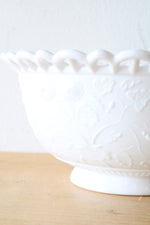 Challinor Taylor & Co. No. 313 Tree of Life Daisy Milk Glass Lace Edge Bowl