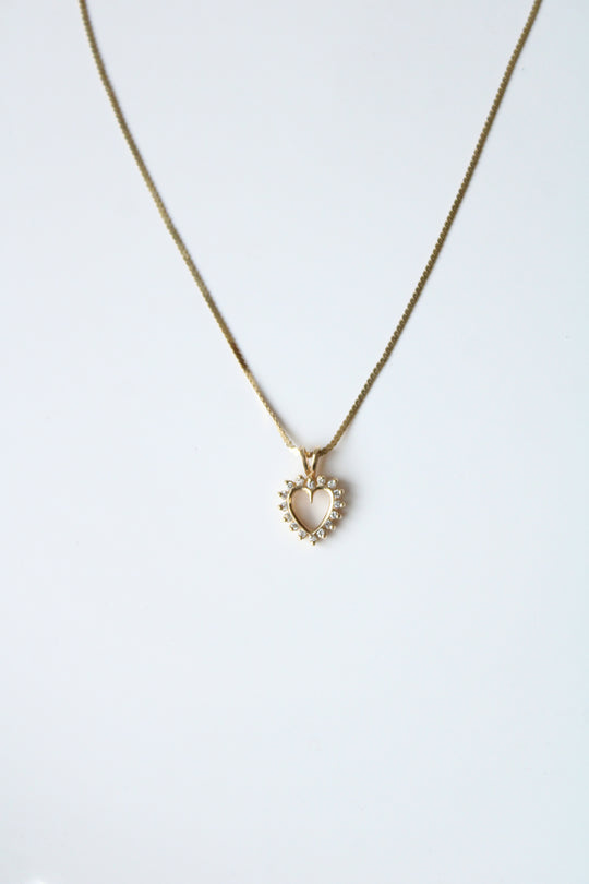 14K Yellow Gold Heart Pendant Necklace
