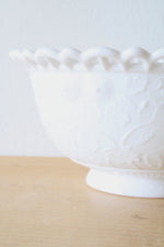 Challinor Taylor & Co. No. 313 Tree of Life Daisy Milk Glass Lace Edge Bowl