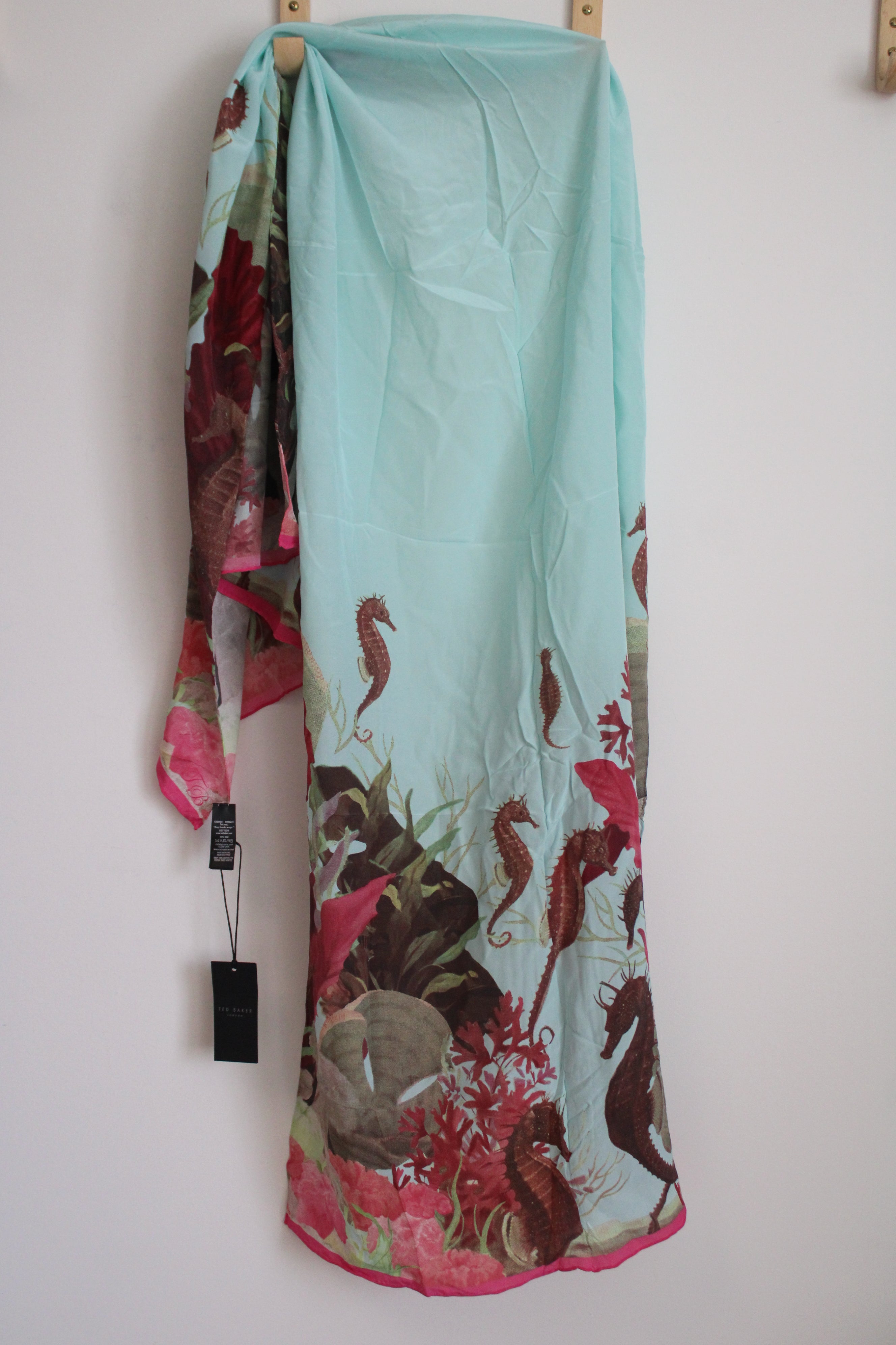 NEW Ted Baker Under The Sea Print Long Silk Scarf