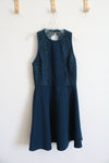 Francesca's Dark Teal Lace Trim A-Line Dress | S