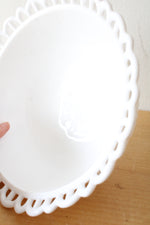 Challinor Taylor & Co. No. 313 Tree of Life Daisy Milk Glass Lace Edge Bowl
