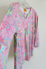 Ruby Rd. Pink Patterned Long Sleeved Shirt | L Petite