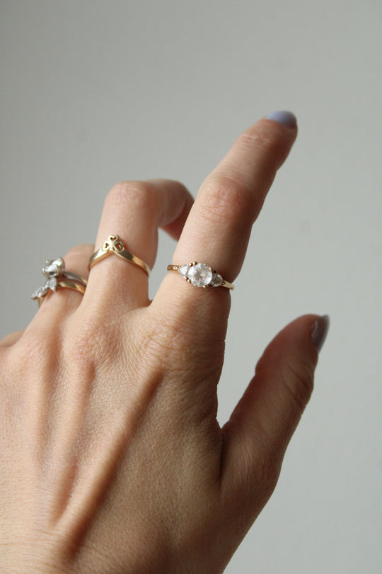 14K Yellow Gold CZ Ring | Size 6