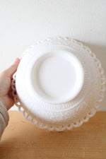 Challinor Taylor & Co. No. 313 Tree of Life Daisy Milk Glass Lace Edge Bowl
