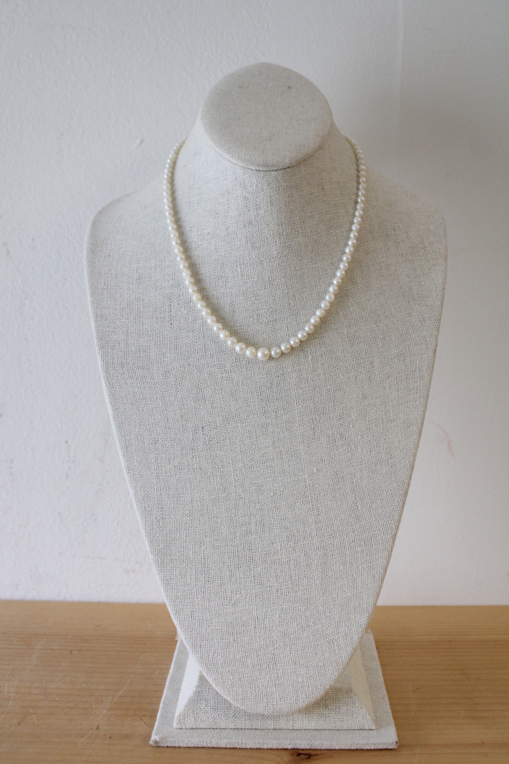 Genuine String Of Ivory Pearls 10KT White Gold Clasp Necklace