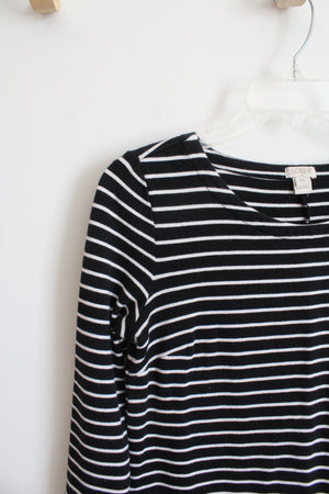 J.Crew Black & White Striped Long Sleeved Dress | XXS