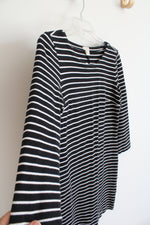 J.Crew Black & White Striped Long Sleeved Dress | XXS