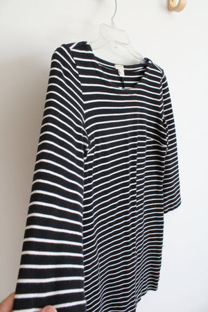 J.Crew Black & White Striped Long Sleeved Dress | XXS