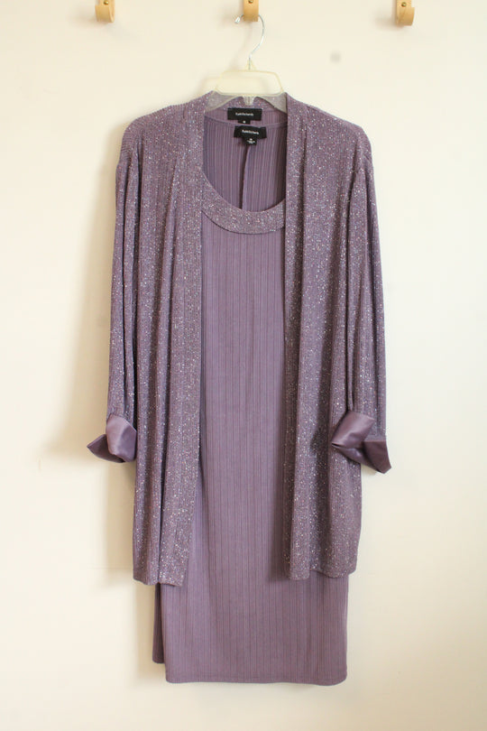 R &M Richards Purple Dress and Sparkle Jacket Set | 16