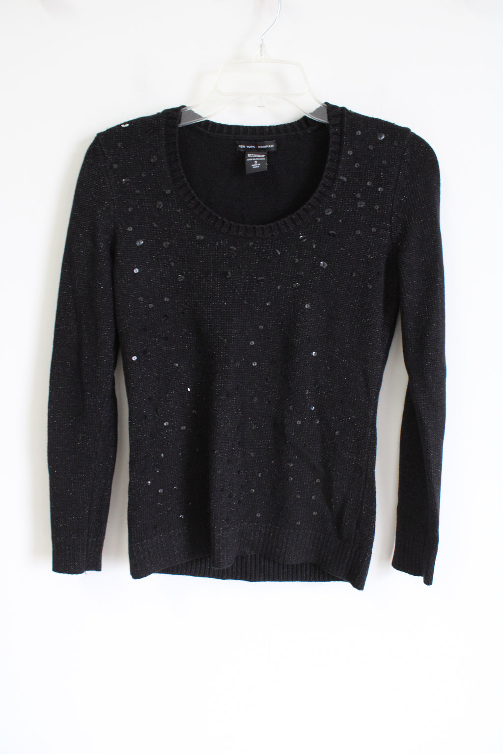 New York & Co. Black Sequined Knit Sweater | S