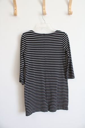 J.Crew Black & White Striped Long Sleeved Dress | XXS