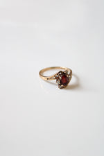 Oval Garnet Vintage Diamond Accent 10KT Yellow Gold Ring | Size 5