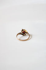 Oval Garnet Vintage Diamond Accent 10KT Yellow Gold Ring | Size 5