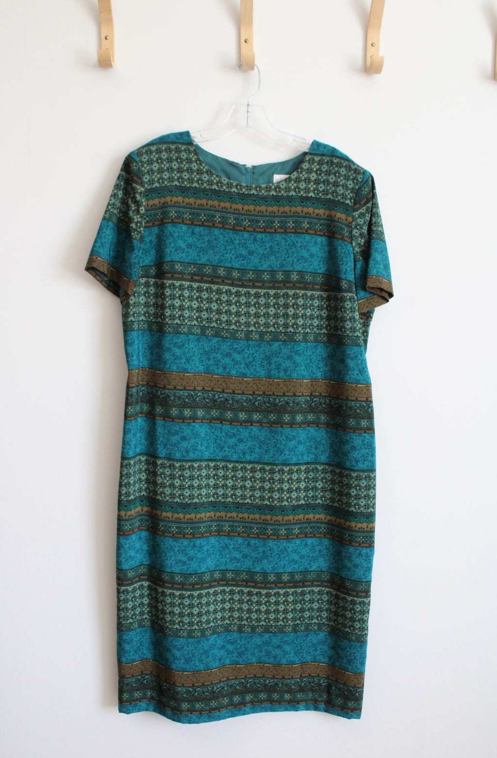 Koret Dress Green Blue Patterned Boho Dress | 16