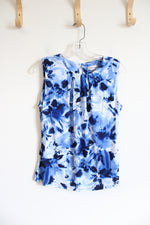 Calvin Klein Blue & White Patterned Sleeveless Top | S
