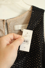 NEW Ann Taylor Loft Black and Tan Cutout Eyelet Dress | 10