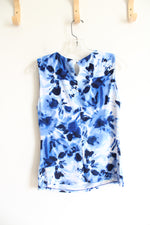 Calvin Klein Blue & White Patterned Sleeveless Top | S