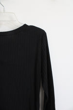 Shein Black Ribbed Long Sleeved Shirt | M