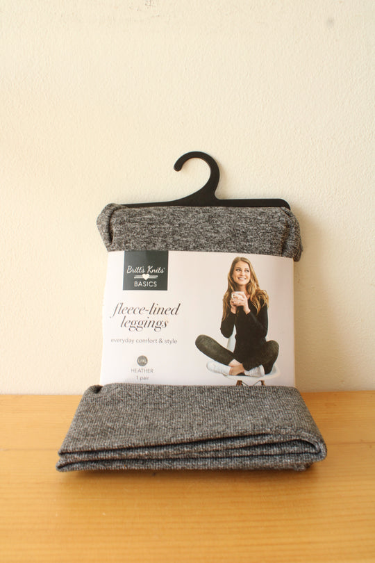 NEW Britt's Knits Fleece Lined Heather Gray Leggings | L/XL
