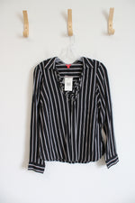 NEW Guess Black & White Striped Long Sleeved Top | M