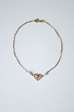 14K Yellow Gold Heart Rice Pearl Anklet