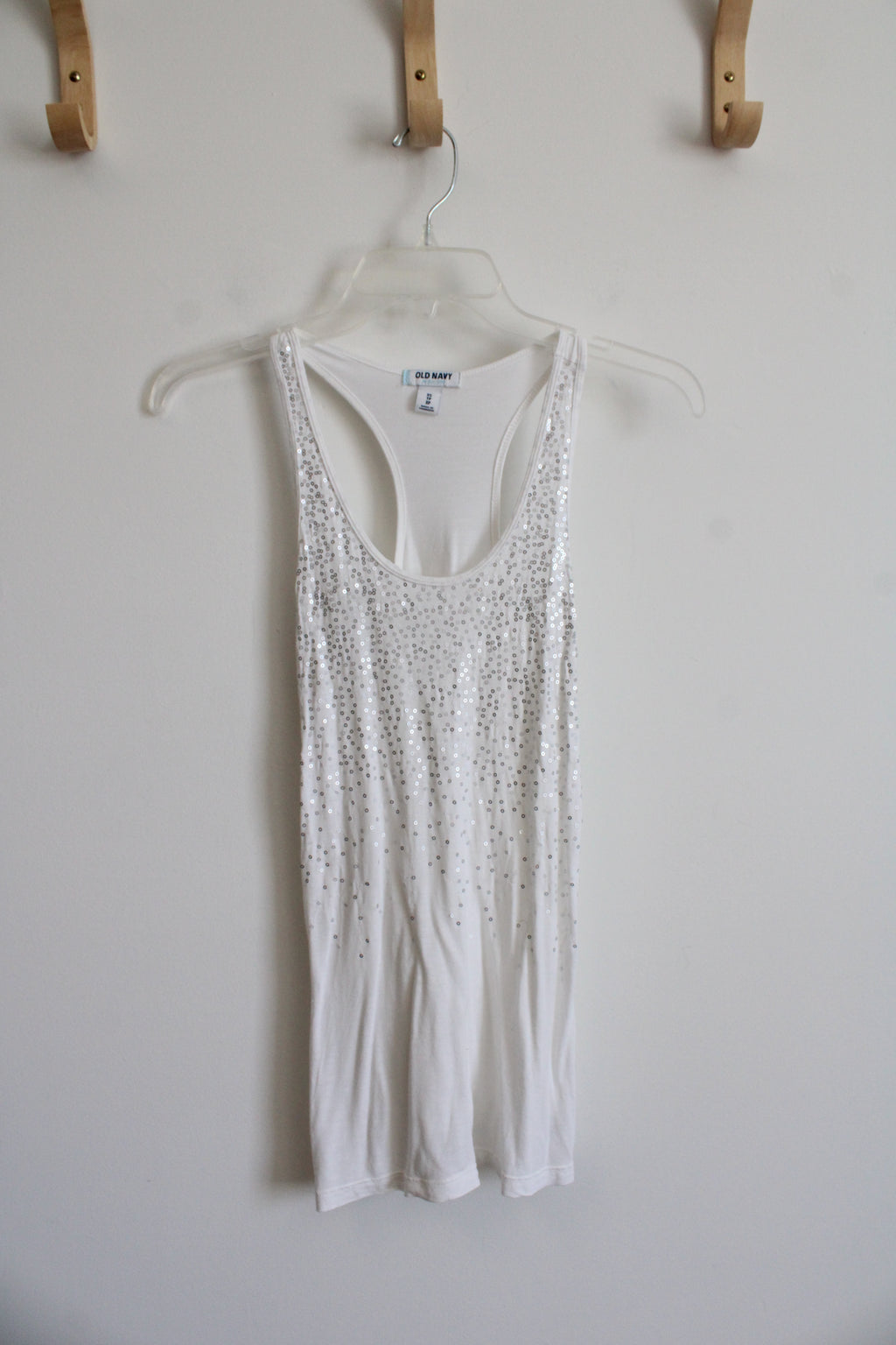 Old Navy White Sequined Tank | S