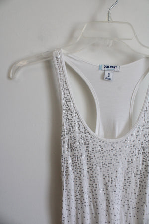 Old Navy White Sequined Tank | S