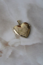 Flower Etched 14KT Yellow Gold Heart Locket Pendant
