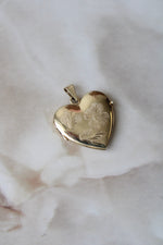 Flower Etched 14KT Yellow Gold Heart Locket Pendant