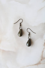 Faux Green Teardrop Pearl Dangle Earrings