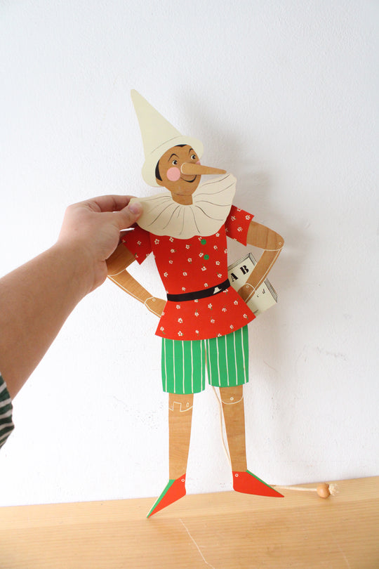 Dagobert Pinocchio Pull String Wooden Puppet