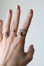 Art Deco 14K HGE Peacock Style Garnet Ring | Size 8