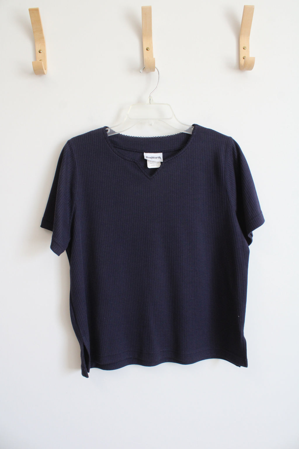 Bonworth Ribbed Navy Blue Top | XS Petite