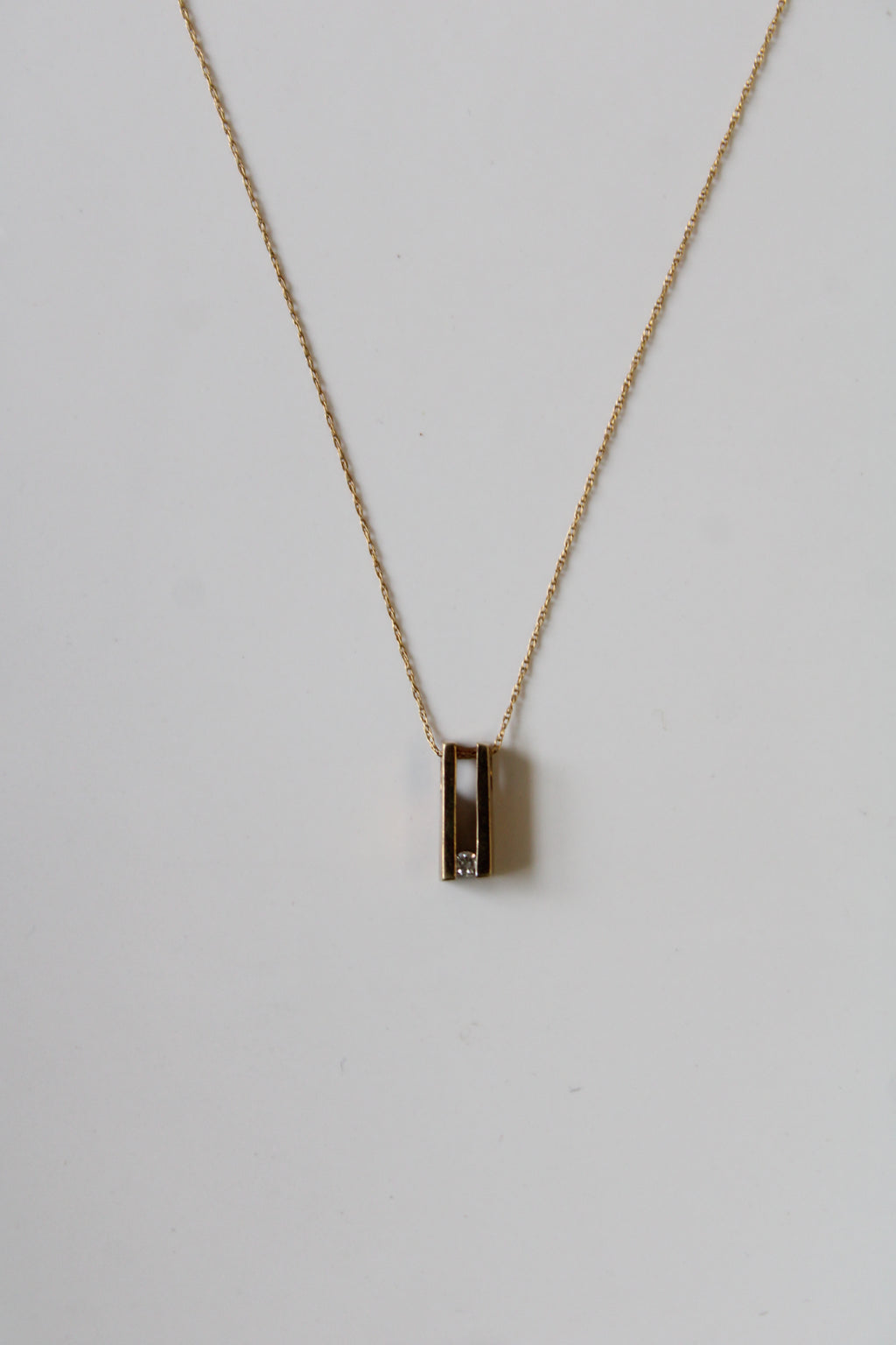 10KT Yellow Gold Double Bar Pedant Necklace