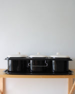 Black Enamel Triple Covered Serving Dish