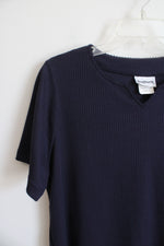 Bonworth Ribbed Navy Blue Top | XS Petite