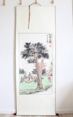 Large Chinese Tree Scene Scroll Painting