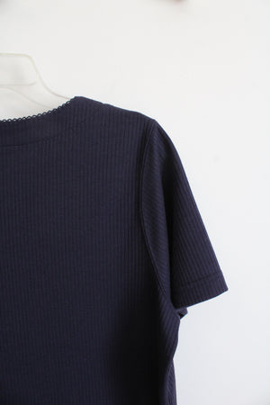 Bonworth Ribbed Navy Blue Top | XS Petite