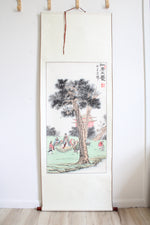 Large Chinese Tree Scene Scroll Painting